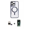 MARSİLYAN™- iPhone 14 Pro Max Kılıf Yadigar Klasik Özel Seri - Şeffaf 360 Full Body Arka Koruyucu + Gümüş Bilvis Titan Kamera Lens