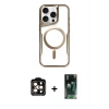 MARSİLYAN™- iPhone 14 Pro Max Kılıf Yadigar Klasik Özel Seri - Şeffaf 360 Full Body Arka Koruyucu + PVD Metal Kamera Lens - TU