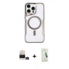 MARSİLYAN™- iPhone 14 Pro Max Kılıf Yadigar Klasik Özel Seri - Şeffaf Pasifik Cam Ekran Koruyucu + Gold Bilvis Titan Kamera Lens