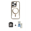 MARSİLYAN™- iPhone 14 Pro Max Kılıf Yadigar Klasik Özel Seri - Şeffaf Royal Nano Ekran Koruyucu + PVD Metal Kamera Lens - TU