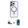 MARSİLYAN™- iPhone 14 Pro Max Kılıf Yadigar Klasik Özel Seri - Siyah 18D Cam Ekran Koruyucu + Gümüş Bilvis Titan Kamera Lens