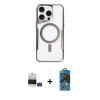 MARSİLYAN™- iPhone 14 Pro Max Kılıf Yadigar Klasik Özel Seri - Siyah 18D Cam Ekran Koruyucu + Gümüş Bilvis Titan Kamera Lens