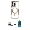 MARSİLYAN™- iPhone 14 Pro Max Kılıf Yadigar Klasik Özel Seri - Siyah 18D Cam Ekran Koruyucu + Gümüş Bilvis Titan Kamera Lens