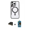 MARSİLYAN™- iPhone 14 Pro Max Kılıf Yadigar Klasik Özel Seri - Siyah 18D Cam Ekran Koruyucu + Raze Metal Kamera Lens - GD