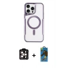 MARSİLYAN™- iPhone 14 Pro Max Kılıf Yadigar Klasik Özel Seri - Siyah 18D Cam Ekran Koruyucu + Turuncu PVD Metal Kamera Lens