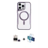MARSİLYAN™- iPhone 14 Pro Max Kılıf Yadigar Klasik Özel Seri - Siyah 3D Antistatik Cam Ekran Koruyucu + Derin Mor Bilvis Titan Kamera Lens