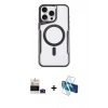 MARSİLYAN™- iPhone 14 Pro Max Kılıf Yadigar Klasik Özel Seri - Siyah 3D Antistatik Cam Ekran Koruyucu + Derin Mor Bilvis Titan Kamera Lens