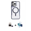 MARSİLYAN™- iPhone 14 Pro Max Kılıf Yadigar Klasik Özel Seri - Siyah 3D Antistatik Cam Ekran Koruyucu + Derin Mor Bilvis Titan Kamera Lens