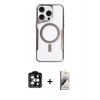 MARSİLYAN™- iPhone 14 Pro Max Kılıf Yadigar Klasik Özel Seri - Siyah Bilvis 3D Mat Cam Ekran Koruyucu + PVD Metal Kamera Lens - TU