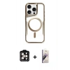 MARSİLYAN™- iPhone 14 Pro Max Kılıf Yadigar Klasik Özel Seri - Siyah Bilvis 3D Mat Cam Ekran Koruyucu + PVD Metal Kamera Lens - TU