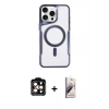 MARSİLYAN™- iPhone 14 Pro Max Kılıf Yadigar Klasik Özel Seri - Siyah Bilvis 3D Mat Cam Ekran Koruyucu + PVD Metal Kamera Lens - TU