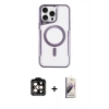 MARSİLYAN™- iPhone 14 Pro Max Kılıf Yadigar Klasik Özel Seri - Siyah Bilvis 3D Mat Cam Ekran Koruyucu + PVD Metal Kamera Lens - TU