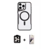 MARSİLYAN™- iPhone 14 Pro Max Kılıf Yadigar Klasik Özel Seri - Siyah Bilvis 3D Mat Cam Ekran Koruyucu + PVD Metal Kamera Lens - TU