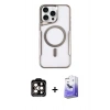 MARSİLYAN™- iPhone 14 Pro Max Kılıf Yadigar Klasik Özel Seri - Siyah Bilvis 5in1 5D Magic Hayalet Cam Ekran Koruyucu + Turuncu PVD Metal Kamera Lens