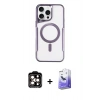 MARSİLYAN™- iPhone 14 Pro Max Kılıf Yadigar Klasik Özel Seri - Siyah Bilvis 5in1 5D Magic Hayalet Cam Ekran Koruyucu + Turuncu PVD Metal Kamera Lens