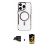 MARSİLYAN™- iPhone 14 Pro Max Kılıf Yadigar Klasik Özel Seri - Siyah Buffer Cam Ekran Koruyucu + Gold Raze Metal Kamera Lens
