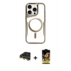 MARSİLYAN™- iPhone 14 Pro Max Kılıf Yadigar Klasik Özel Seri - Siyah Buffer Cam Ekran Koruyucu + Gold Raze Metal Kamera Lens