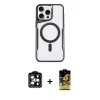 MARSİLYAN™- iPhone 14 Pro Max Kılıf Yadigar Klasik Özel Seri - Siyah Buffer Cam Ekran Koruyucu + PVD Metal Kamera Lens - TU