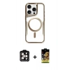 MARSİLYAN™- iPhone 14 Pro Max Kılıf Yadigar Klasik Özel Seri - Siyah Buffer Cam Ekran Koruyucu + PVD Metal Kamera Lens - TU