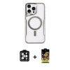 MARSİLYAN™- iPhone 14 Pro Max Kılıf Yadigar Klasik Özel Seri - Siyah Buffer Cam Ekran Koruyucu + PVD Metal Kamera Lens - TU