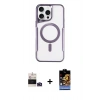 MARSİLYAN™- iPhone 14 Pro Max Kılıf Yadigar Klasik Özel Seri - Siyah Buffer Hayalet Cam Ekran Koruyucu + Derin Mor Bilvis Titan Kamera Lens