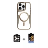 MARSİLYAN™- iPhone 14 Pro Max Kılıf Yadigar Klasik Özel Seri - Siyah Buffer Hayalet Cam Ekran Koruyucu + PVD Metal Kamera Lens - TU