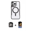 MARSİLYAN™- iPhone 14 Pro Max Kılıf Yadigar Klasik Özel Seri - Siyah Buffer Hayalet Cam Ekran Koruyucu + PVD Metal Kamera Lens - TU