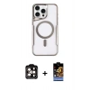 MARSİLYAN™- iPhone 14 Pro Max Kılıf Yadigar Klasik Özel Seri - Siyah Buffer Hayalet Cam Ekran Koruyucu + PVD Metal Kamera Lens - TU