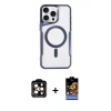 MARSİLYAN™- iPhone 14 Pro Max Kılıf Yadigar Klasik Özel Seri - Siyah Buffer Hayalet Cam Ekran Koruyucu + PVD Metal Kamera Lens - TU