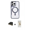 MARSİLYAN™- iPhone 14 Pro Max Kılıf Yadigar Klasik Özel Seri - Siyah Mat Seramik Nano Ekran Koruyucu + Gold Raze Metal Kamera Lens