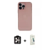 MARSİLYAN™- iPhone 14 Pro Max Kılıf Yadigar Yansıma Serisi - Şeffaf Pasifik Cam Ekran Koruyucu + PVD Metal Kamera Lens - TU