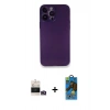 MARSİLYAN™- iPhone 14 Pro Max Kılıf Yadigar Yansıma Serisi - Siyah 18D Cam Ekran Koruyucu + Gold Bilvis Titan Kamera Lens