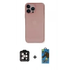 MARSİLYAN™- iPhone 14 Pro Max Kılıf Yadigar Yansıma Serisi - Siyah 18D Cam Ekran Koruyucu + PVD Metal Kamera Lens - TU