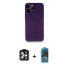 MARSİLYAN™- iPhone 14 Pro Max Kılıf Yadigar Yansıma Serisi - Siyah 18D Cam Ekran Koruyucu + PVD Metal Kamera Lens - TU