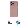 MARSİLYAN™- iPhone 14 Pro Max Kılıf Yadigar Yansıma Serisi - Siyah 3D Antistatik Cam Ekran Koruyucu + Derin Mor Bilvis Titan Kamera Lens
