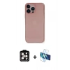 MARSİLYAN™- iPhone 14 Pro Max Kılıf Yadigar Yansıma Serisi - Siyah 3D Antistatik Cam Ekran Koruyucu + PVD Metal Kamera Lens - TU