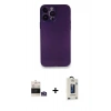 MARSİLYAN™- iPhone 14 Pro Max Kılıf Yadigar Yansıma Serisi - Siyah Bilvis Hayalet Cam Ekran Koruyucu + Bilvis Titan Kamera Lens - GS