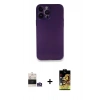 MARSİLYAN™- iPhone 14 Pro Max Kılıf Yadigar Yansıma Serisi - Siyah Buffer Cam Ekran Koruyucu + Gümüş Bilvis Titan Kamera Lens