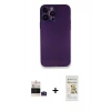 MARSİLYAN™- iPhone 14 Pro Max Kılıf Yadigar Yansıma Serisi - Siyah Mat Seramik Nano Ekran Koruyucu + Derin Mor Bilvis Titan Kamera Lens