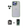 MARSİLYAN™- iPhone 14 Pro Max Kılıf Yankı Asil Serisi - Şeffaf 360 Full Body Arka Koruyucu + PVD Metal Kamera Lens - TU