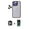 MARSİLYAN™- iPhone 14 Pro Max Kılıf Yankı Asil Serisi - Şeffaf 360 Full Body Arka Koruyucu + PVD Metal Kamera Lens - TU