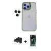 MARSİLYAN™- iPhone 14 Pro Max Kılıf Yankı Asil Serisi - Şeffaf 360 Full Body Arka Koruyucu + Raze Metal Kamera Lens - GS