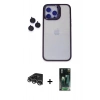 MARSİLYAN™- iPhone 14 Pro Max Kılıf Yankı Asil Serisi - Şeffaf 360 Full Body Arka Koruyucu + Raze Metal Kamera Lens - GS