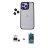 MARSİLYAN™- iPhone 14 Pro Max Kılıf Yankı Asil Serisi - Siyah 18D Cam Ekran Koruyucu + Bilvis Titan Kamera Lens - DNMR