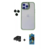 MARSİLYAN™- iPhone 14 Pro Max Kılıf Yankı Asil Serisi - Siyah 18D Cam Ekran Koruyucu + Raze Metal Kamera Lens - GS