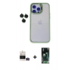 MARSİLYAN™- iPhone 14 Pro Max Kılıf Yankı Asil Serisi - Siyah 360 Mat Full Body Arka Koruyucu + Bilvis Titan Kamera Lens - GD