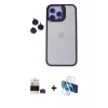 MARSİLYAN™- iPhone 14 Pro Max Kılıf Yankı Asil Serisi - Siyah 3D Antistatik Cam Ekran Koruyucu + Bilvis Titan Kamera Lens - DNMR