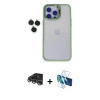 MARSİLYAN™- iPhone 14 Pro Max Kılıf Yankı Asil Serisi - Siyah 3D Antistatik Cam Ekran Koruyucu + Raze Metal Kamera Lens - GS