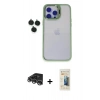 MARSİLYAN™- iPhone 14 Pro Max Kılıf Yankı Asil Serisi - Siyah 6D Mat Seramik Hayalet Nano Ekran Koruyucu + Raze Metal Kamera Lens - GS