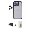 MARSİLYAN™- iPhone 14 Pro Max Kılıf Yankı Asil Serisi - Siyah 6D Mat Seramik Hayalet Nano Ekran Koruyucu + Raze Metal Kamera Lens - GS